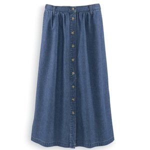 Serengeti Denim Button Front Skirt sz PXL NEW